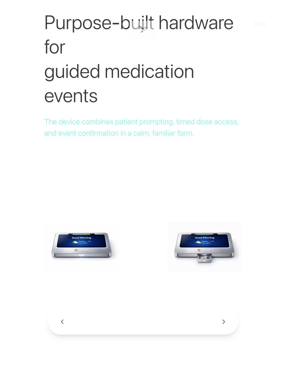CareSolis Solis device closed and dispensing states